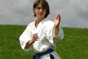 Young Man in Karate Pose