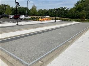Picture of the two bocce courts and sitting area
