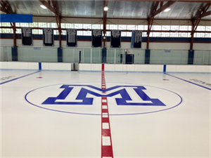 Picture of center rink with the "M" logo