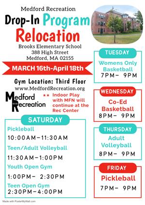 Drop In flyer for Brooks School 